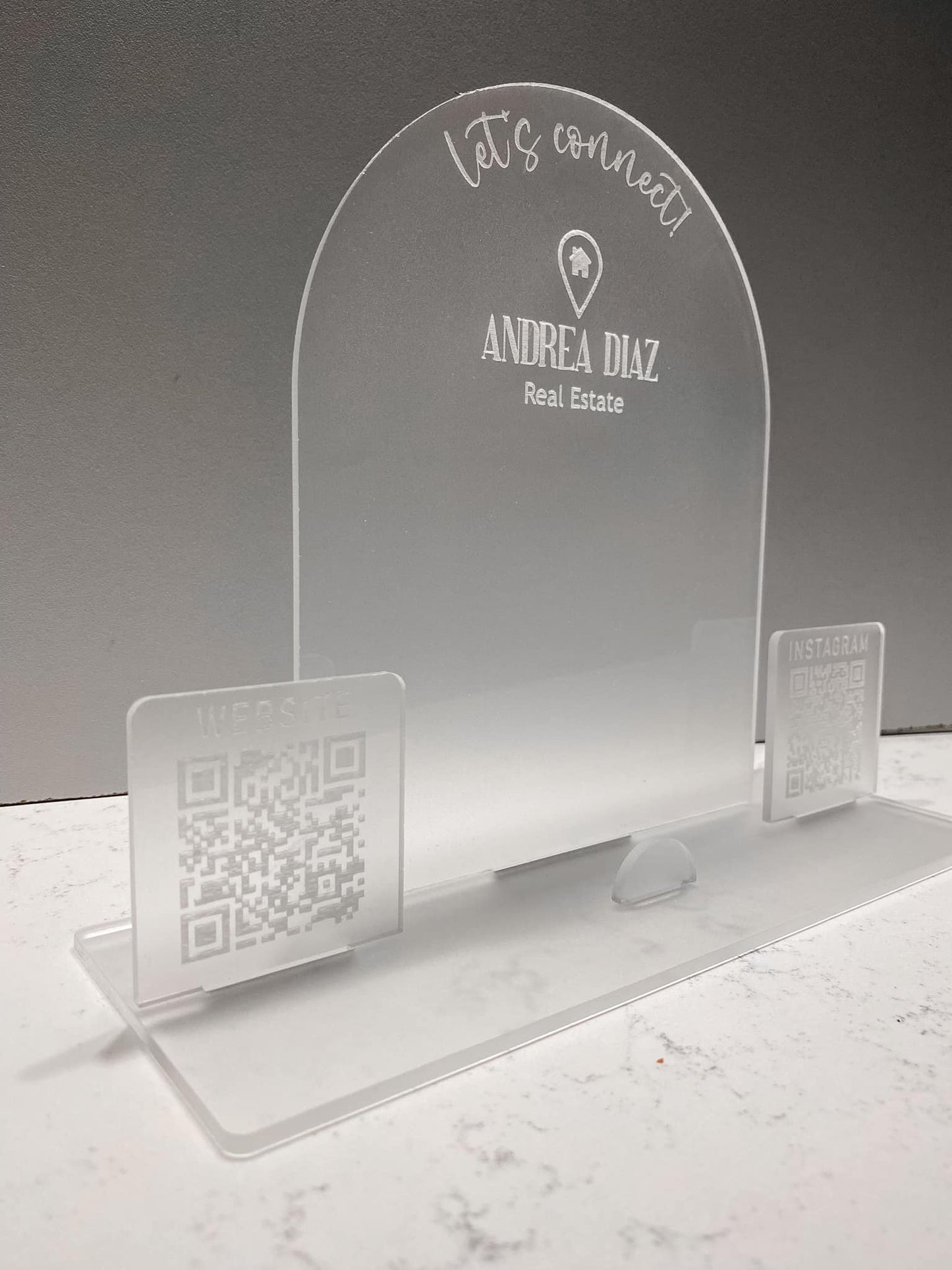 Rounded Arch Logo + QR Code Table Sign