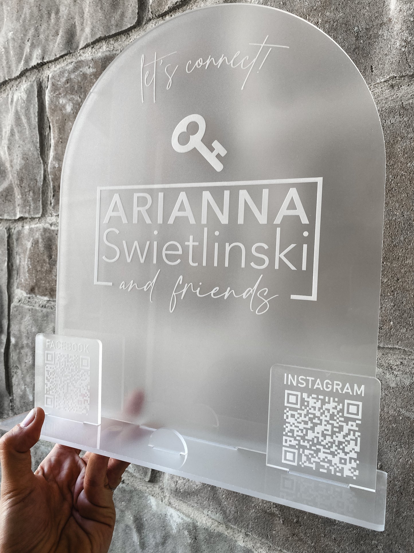 Rounded Arch Logo + QR Code Table Sign