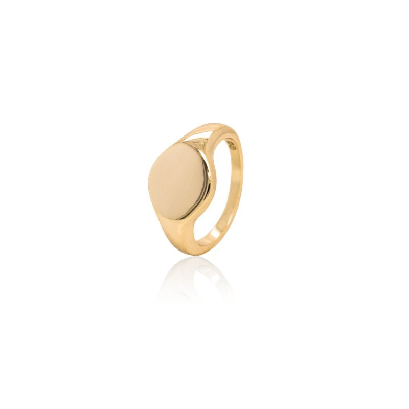 Gold Plated Engraved Signet Ring