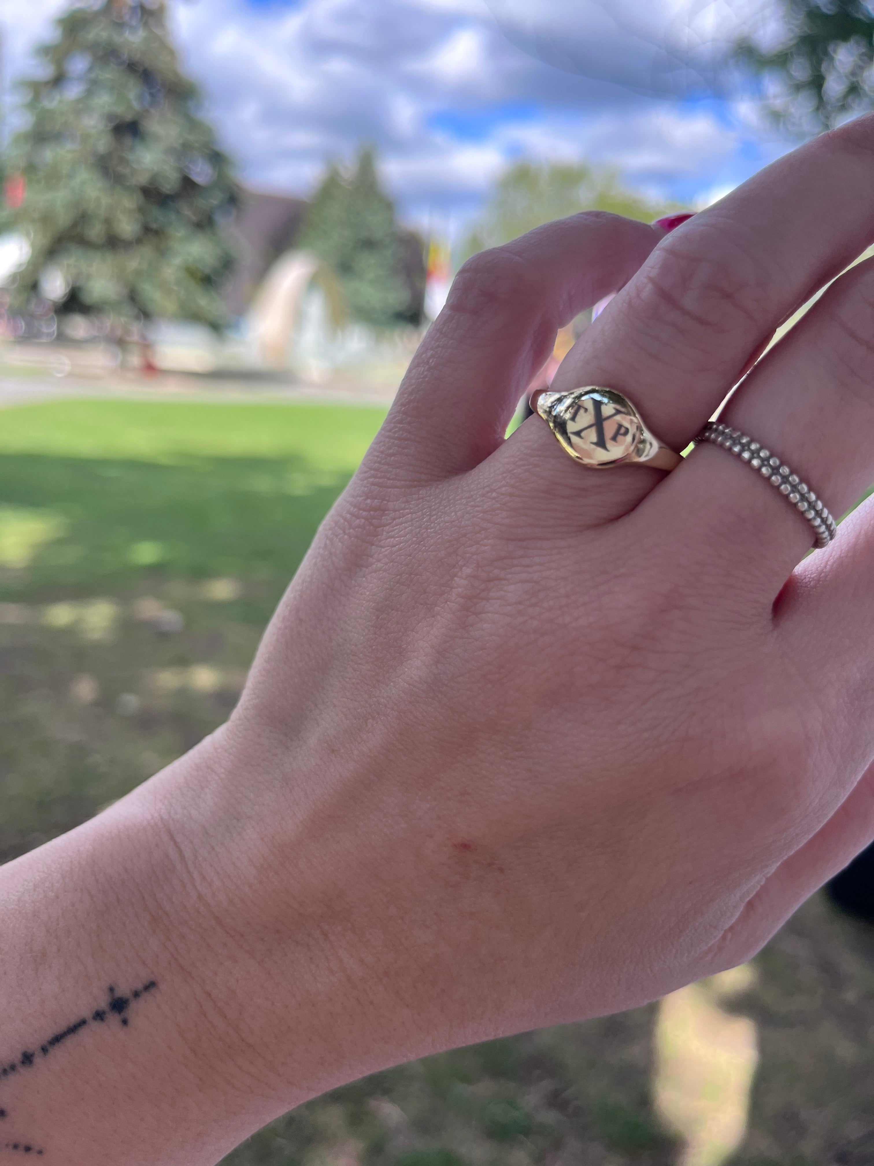Engraved Oval Signet Ring | Gold Plated