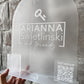 Rounded Arch Logo + QR Code Table Sign