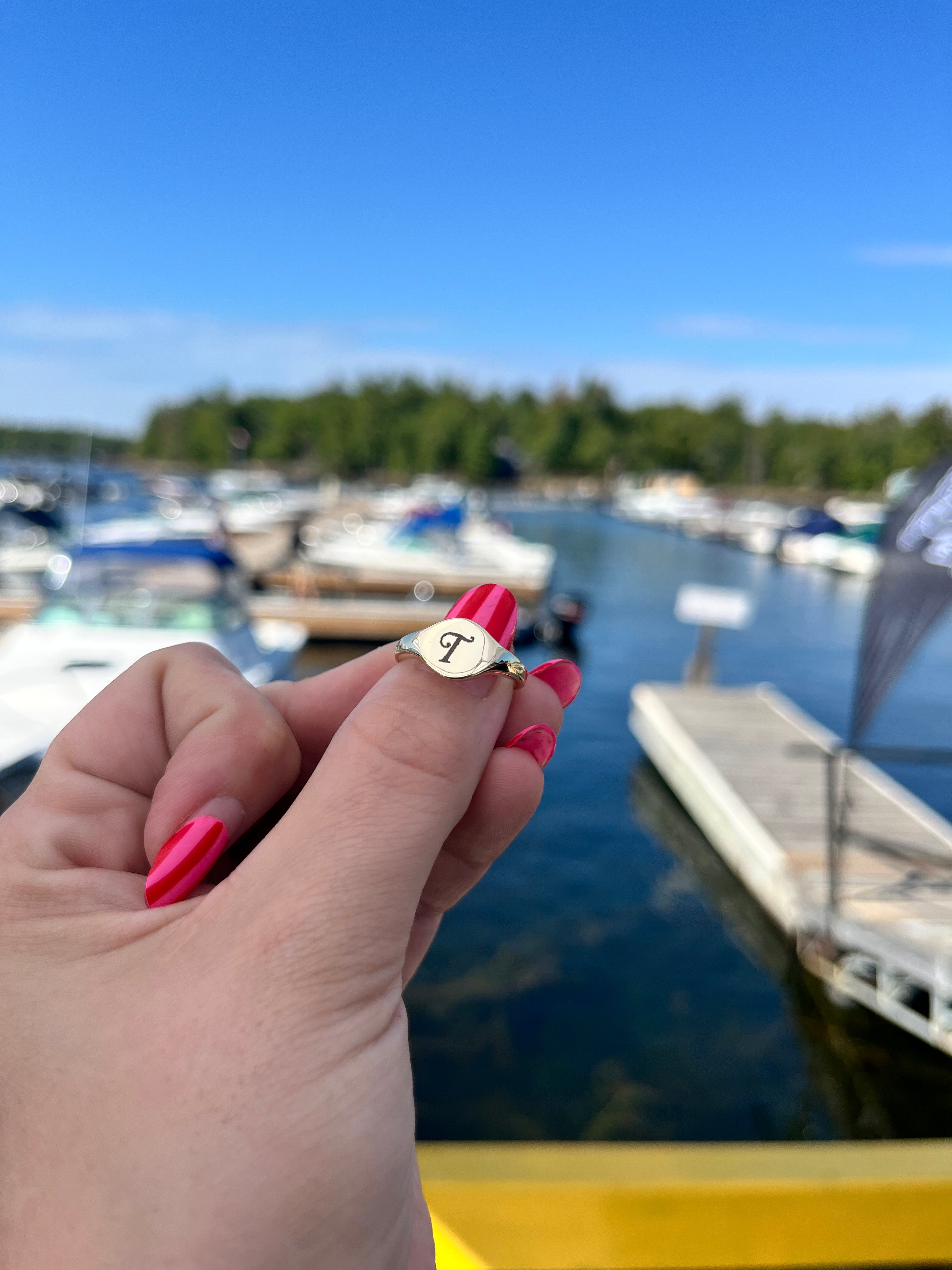 Engraved Oval Signet Ring | Gold Plated