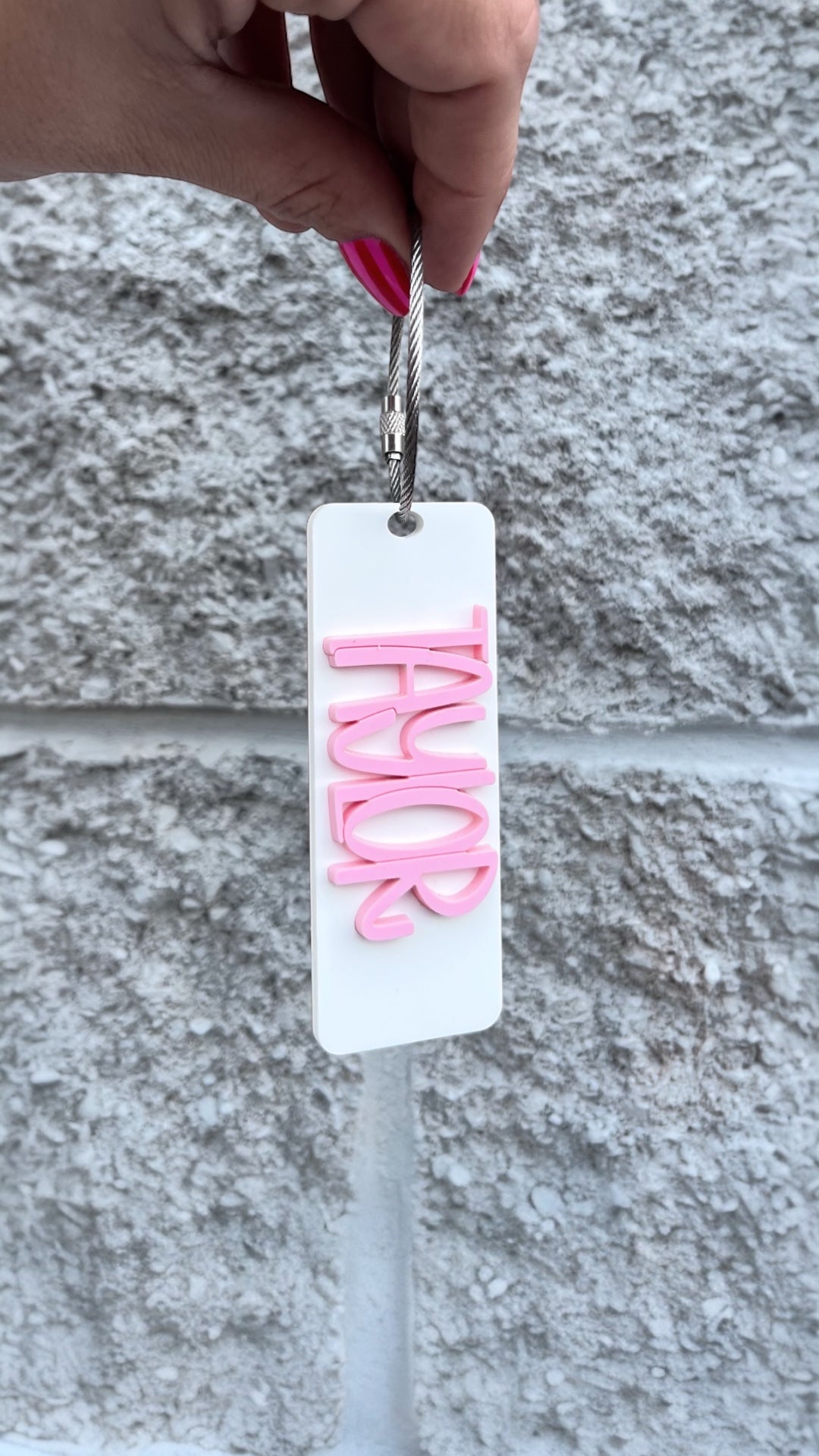 Rounded Acrylic Name Bag Tag - Hand Drawn Font