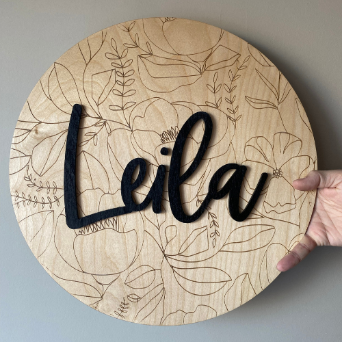 Floral Name Wood Round