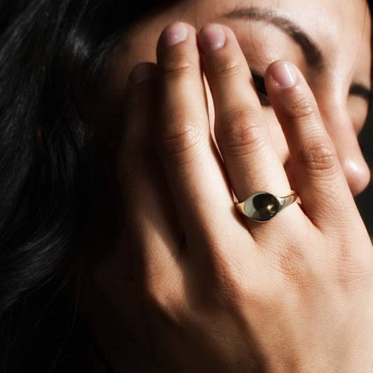 Gold Plated Engraved Signet Ring